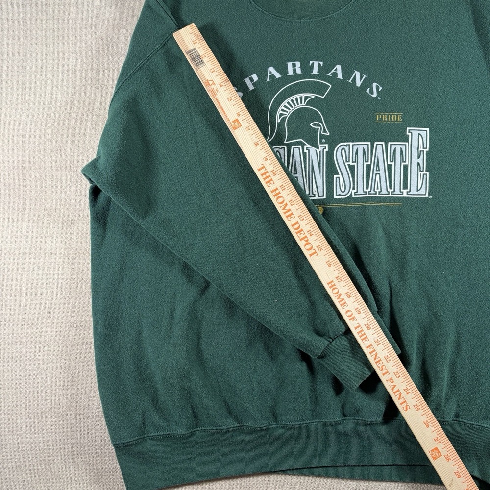 Vintage Michigan State Spartans Sweatshirt Mens XL Green Graphic Pullover 90s - Picture 6 of 6